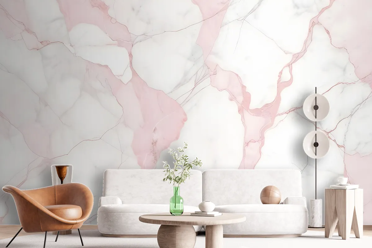 Abstract Pink Marble Stone Art Wallpaper Mural