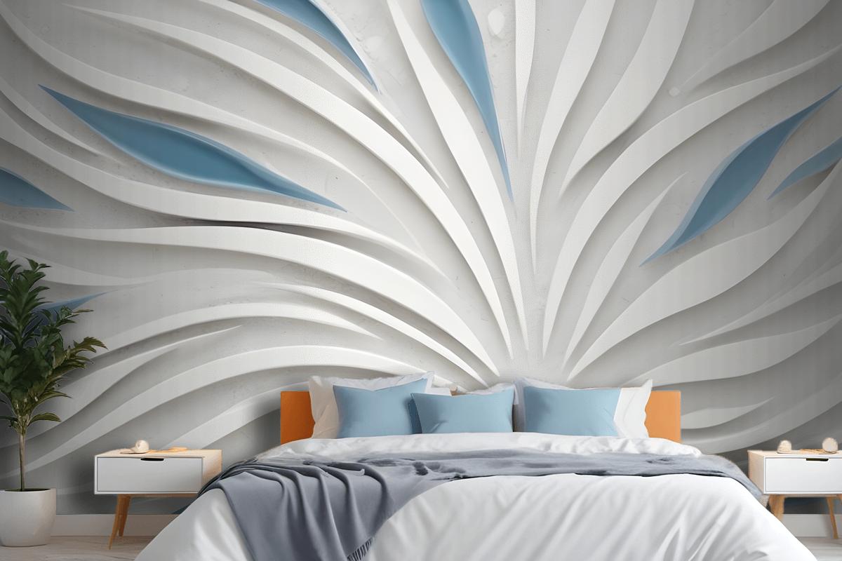 Abstract White And Blue Swirling Pattern Wallpaper Mural