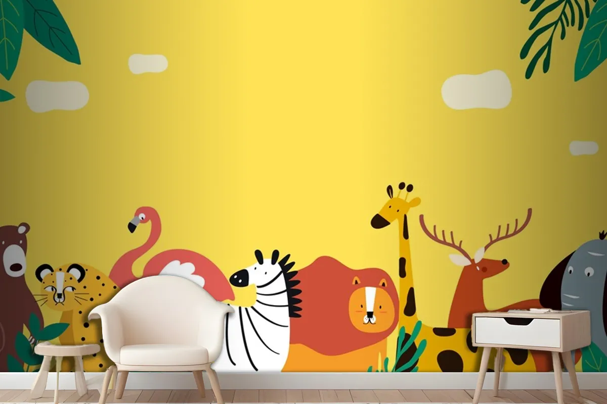 Animals Theme Template Vector Wallpaper Mural