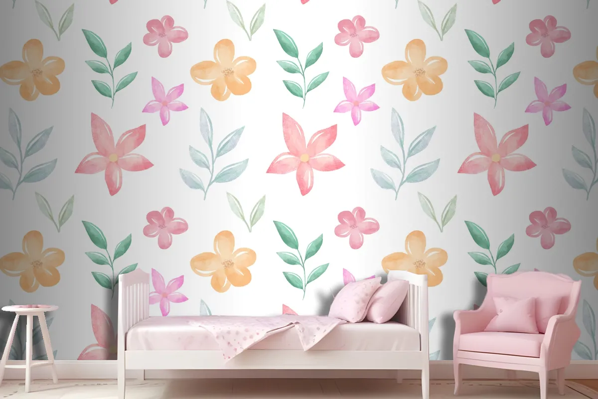 Background Floral Watercolor With Soft Colors Wallpaper Mural