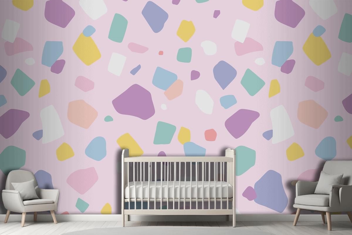 Background Seamless Pattern Vector With Cute Pastel Terrazzo Wallpaper Mural