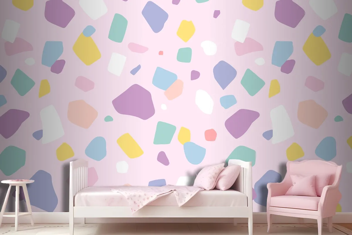 Background Seamless Pattern Vector With Cute Pastel Terrazzo Wallpaper Mural