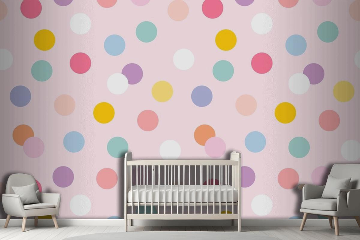 Background Seamless Pattern With Cute Pastel Polka Dots Wallpaper Mural