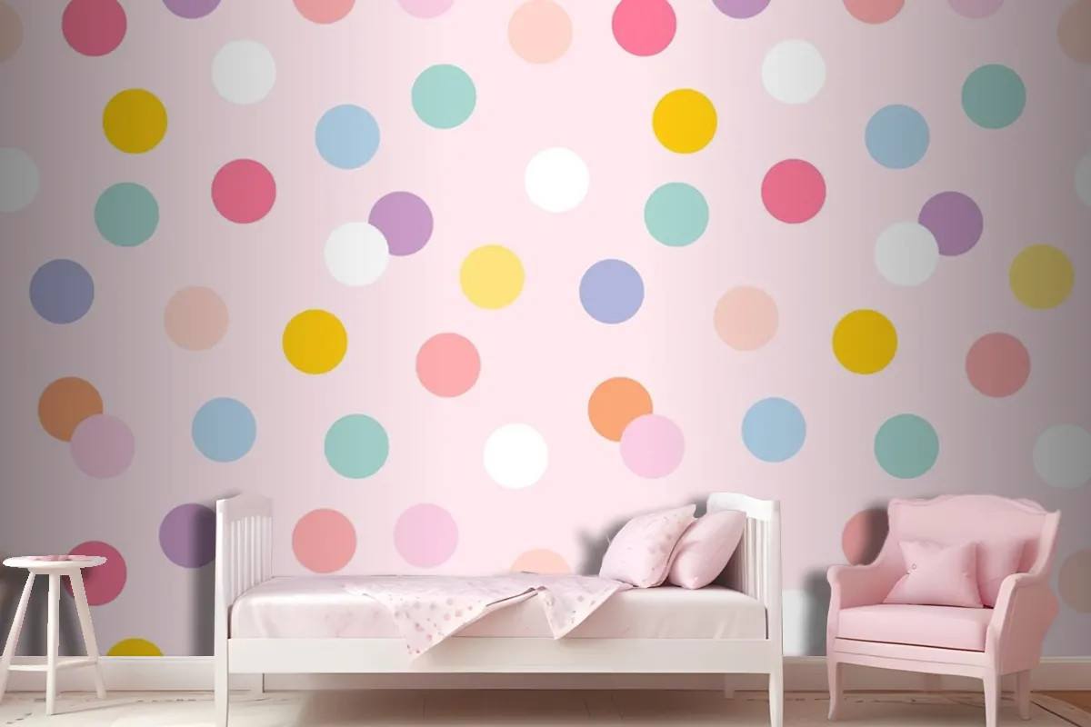 Background Seamless Pattern With Cute Pastel Polka Dots Wallpaper Mural