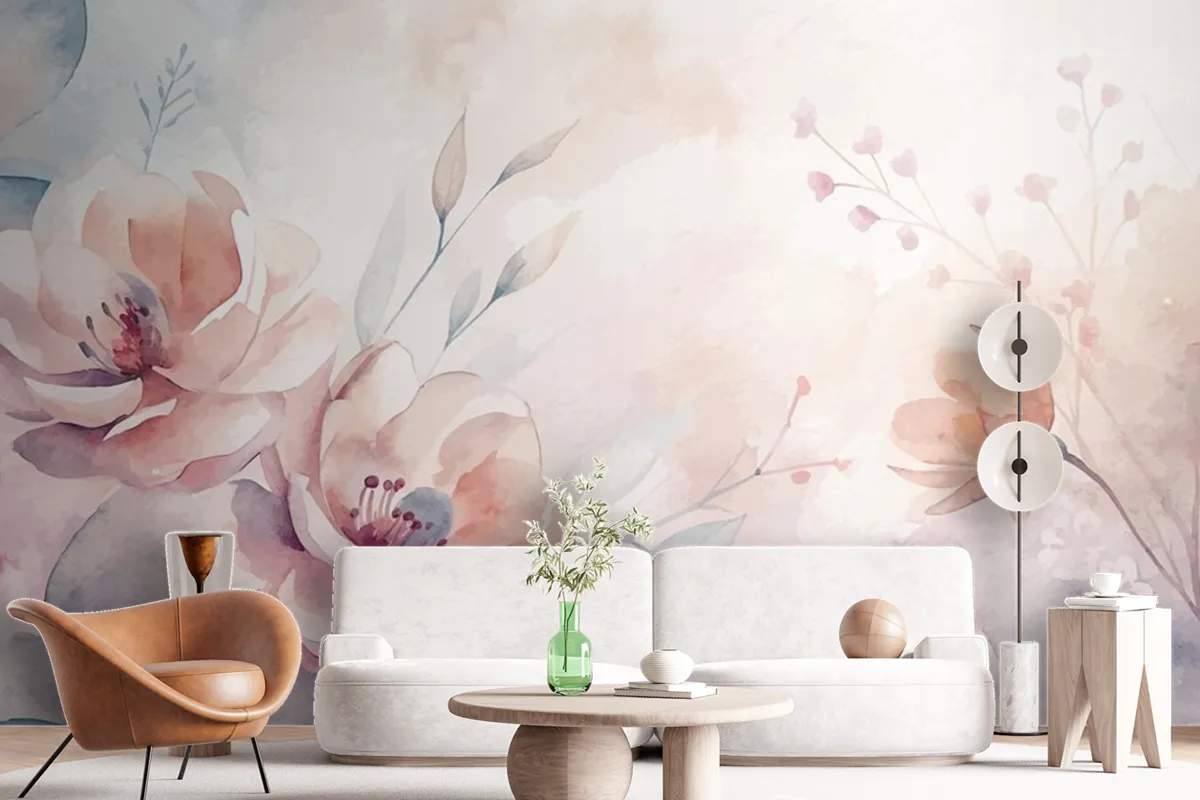 Beautiful Watercolor Flower Background Wallpaper Mural