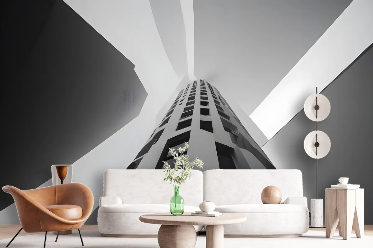 Black And White Architectural Firstperson Perspective Wallpaper Mural