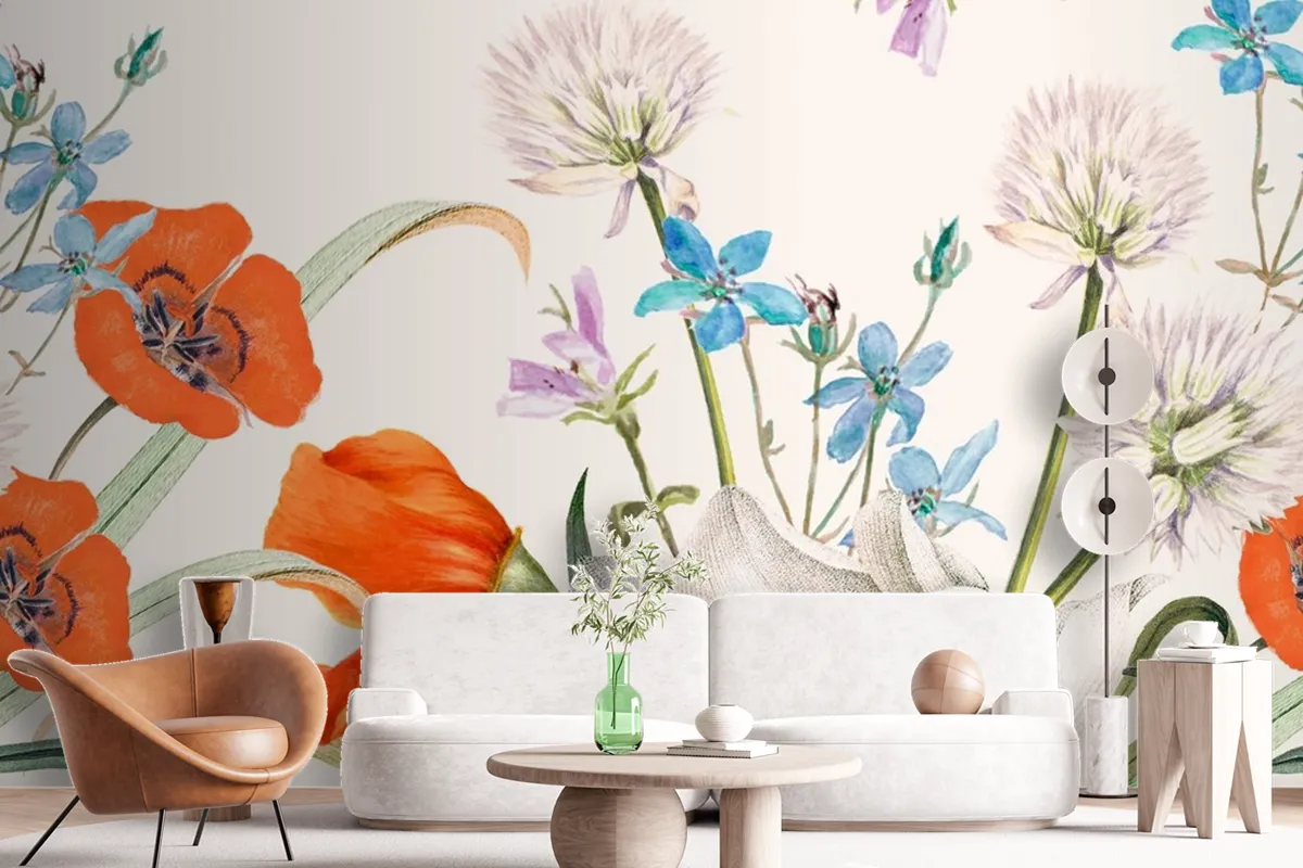 Blooming Spring Floral Pattern Wallpaper Mural