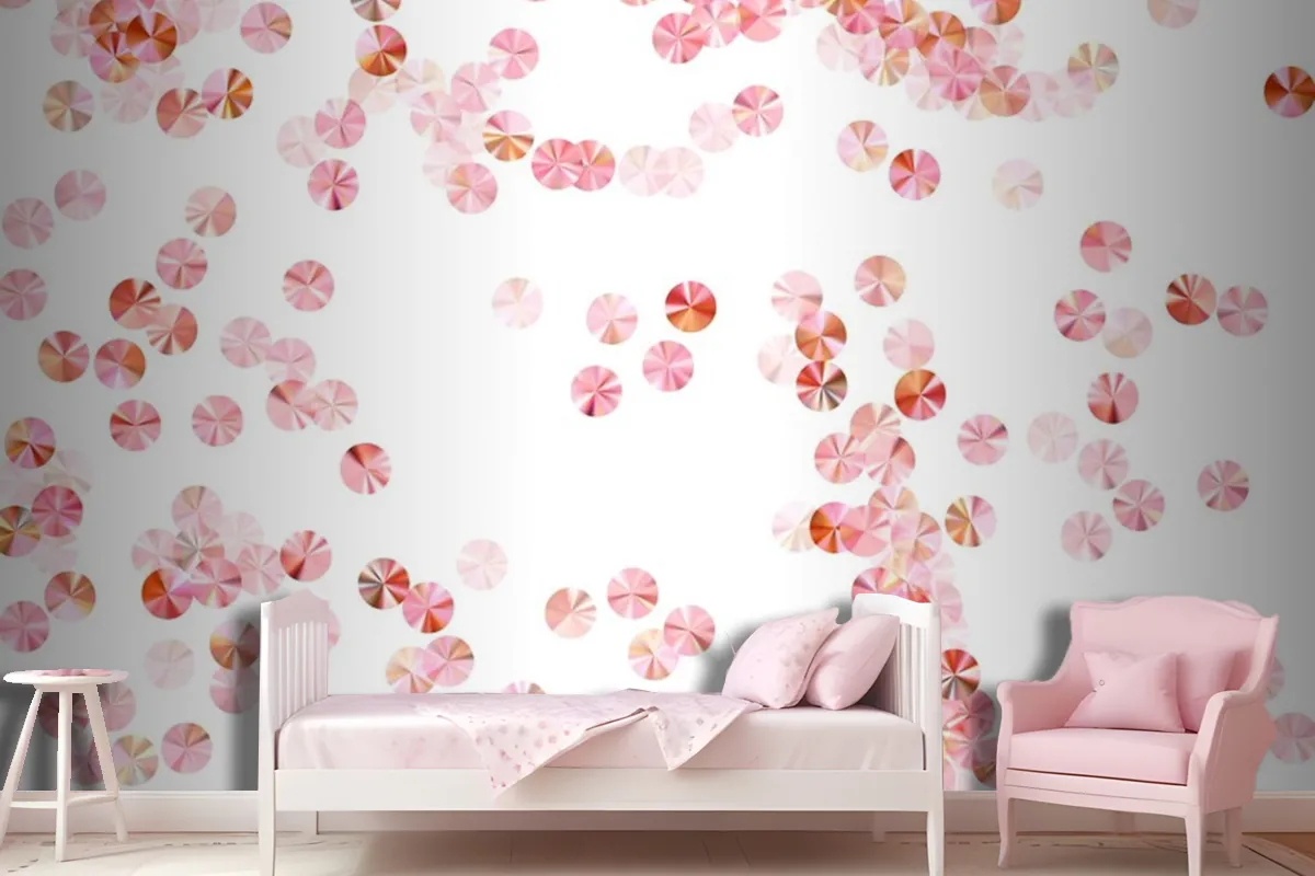 Blush Pink Beads Confetti Scatter Vector Composition Rhythmic Wallpaper Mural