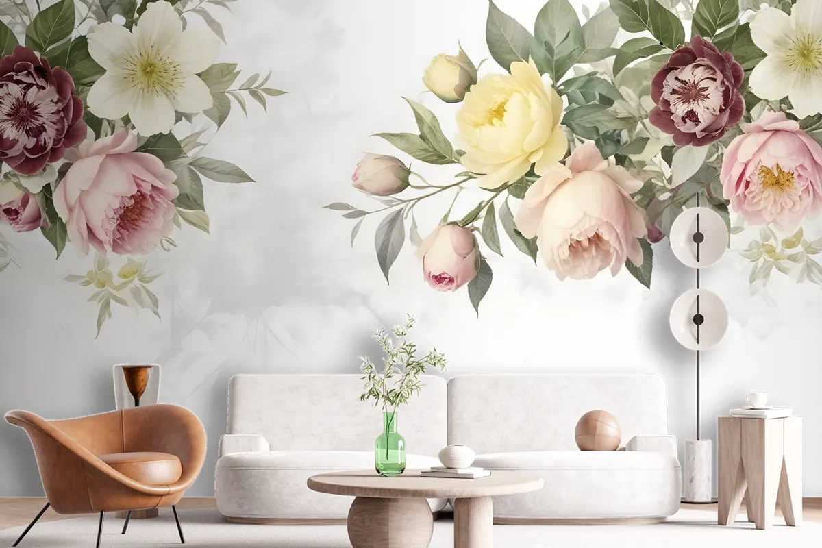 Bohemian Clematis Floral Bouqet Wallpaper Mural