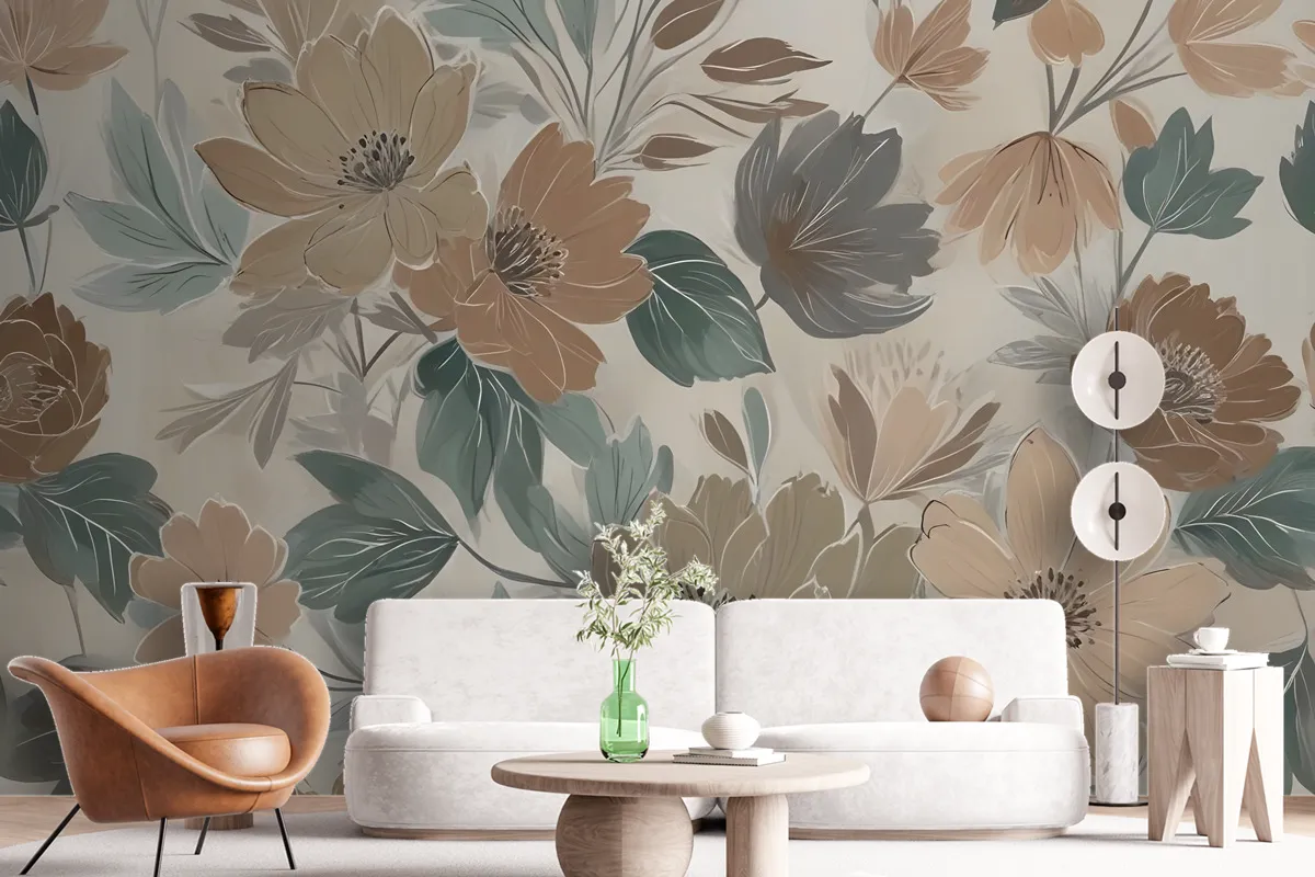 Bohemian Style Anemone Floral Bouquet Wallpaper Mural