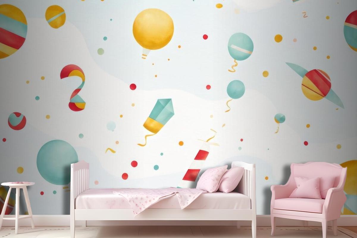 Colorful Balloons With Flags Colorful Balloons With Flags Wallpaper Mural