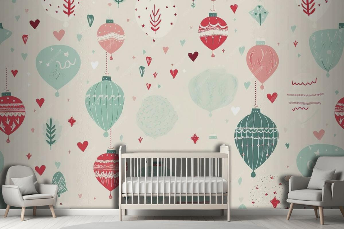 Colorful Christmas Seamless Pattern Wallpaper Mural