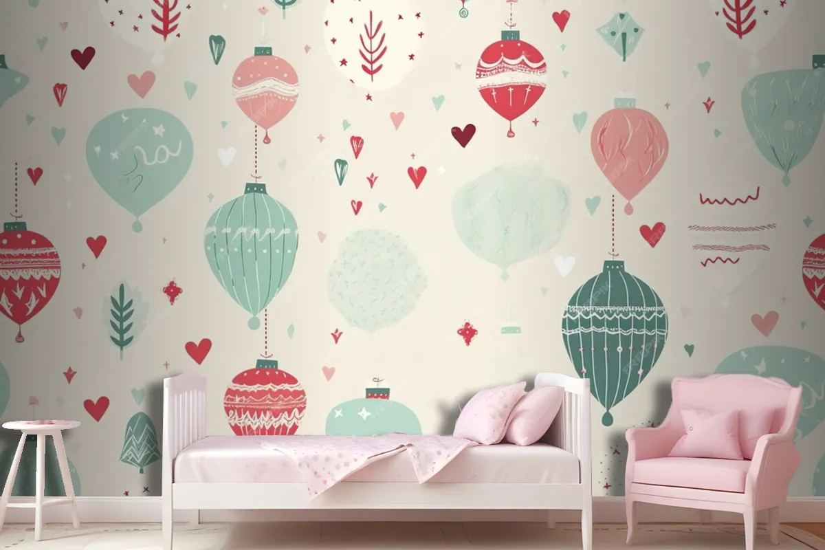 Colorful Christmas Seamless Pattern Wallpaper Mural