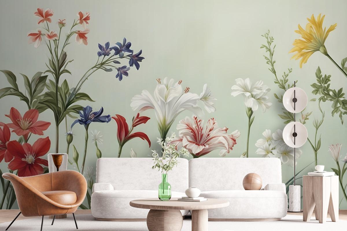 Colorful Plants And Flowers Wallpaper Mural