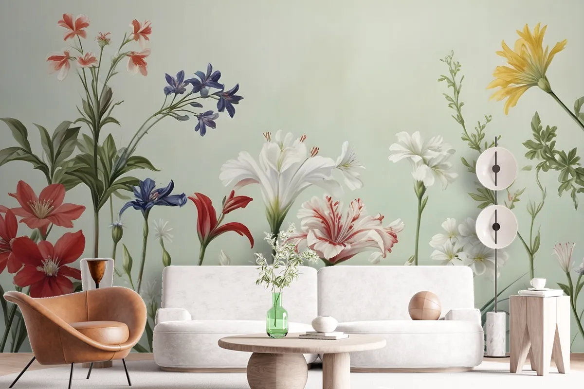 Colorful Plants And Flowers Wallpaper Mural