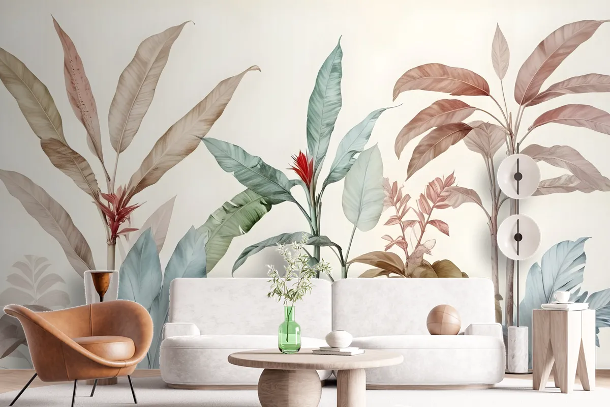 Colorful Tropical Banana Tree Wallpaper Mural