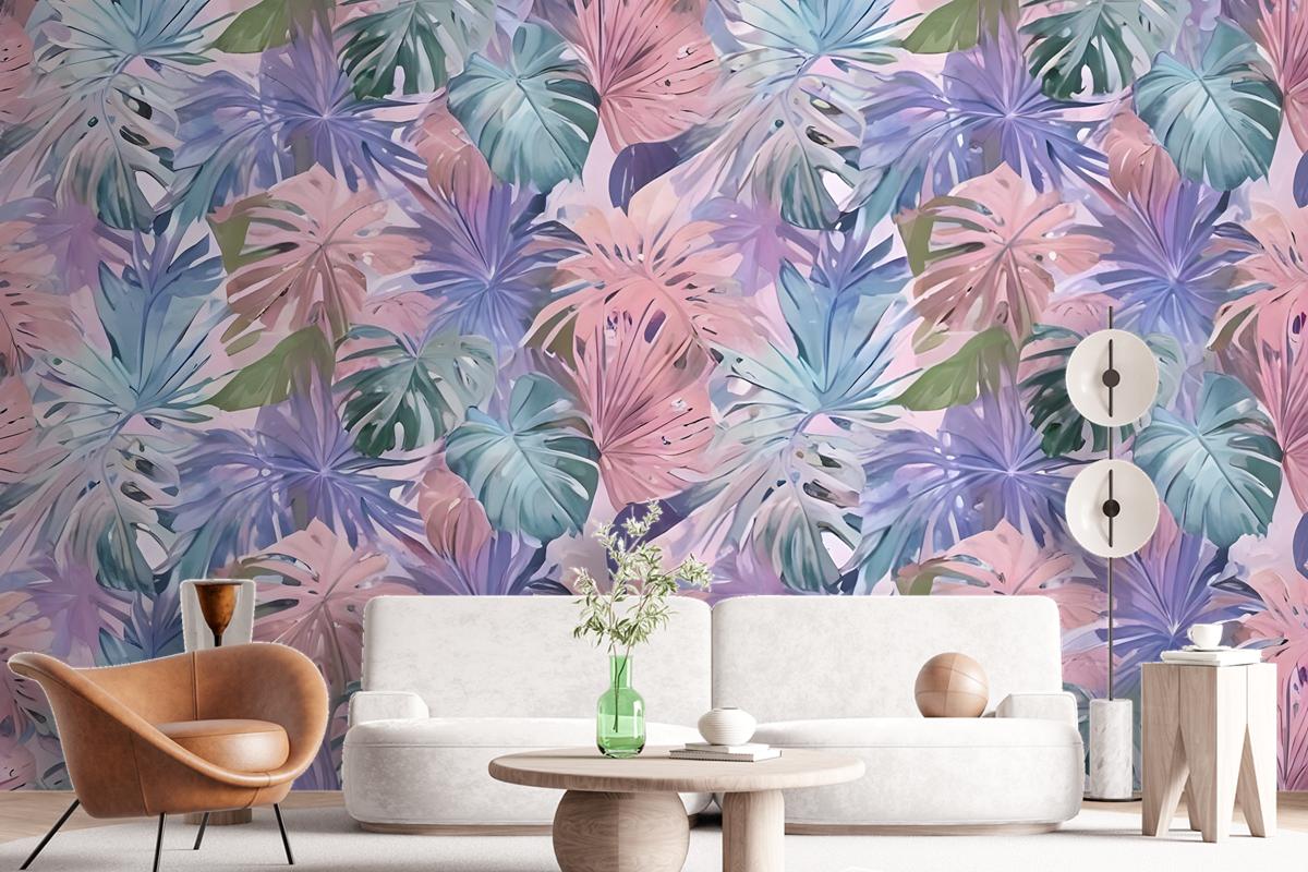 Colorful Tropical Leaf Wallpaper Mural