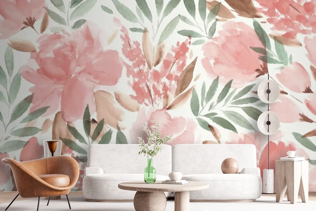 Colorful Watercolor Floral Background Wallpaper Mural