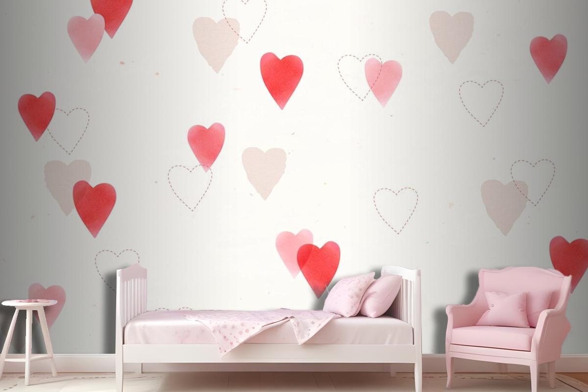 Cute Love Pattern Background Wallpaper Mural