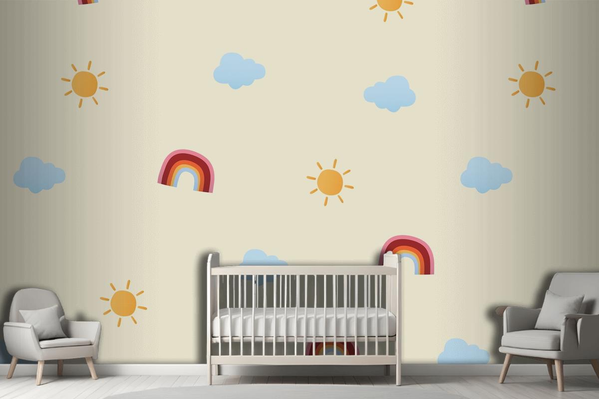 Cute Weather Pattern Background Wallpaper Mural