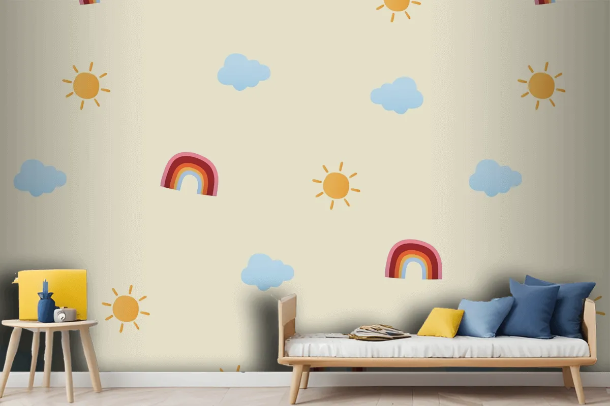 Cute Weather Pattern Background Wallpaper Mural