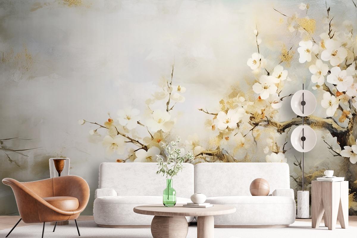 Modern Abstract Art Watercolor Floral Wallpaper Mural