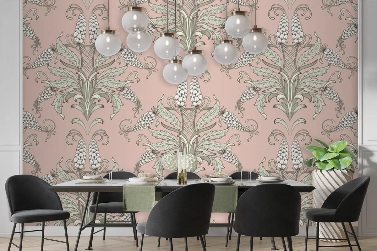 Damask Seamless Emboss Pattern Background Wallpaper Mural