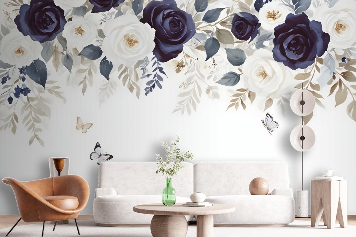 Dark Floral Art Wallpaper Mural