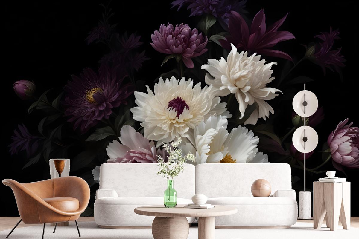 Dark Garden Florals Wallpaper Mural