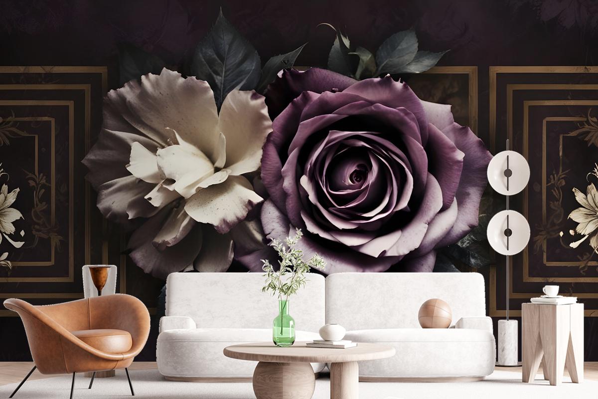 Dark Rose Floral Wallpaper Mural