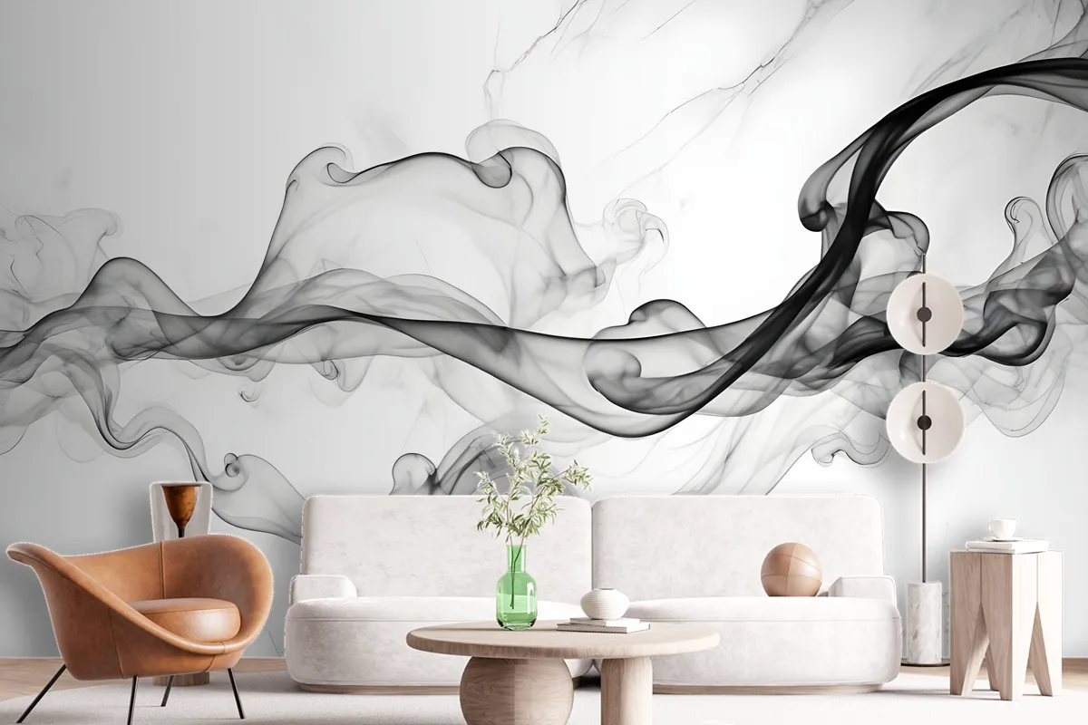 Dark Smoke With Marble Pattern Wallpaper Mural