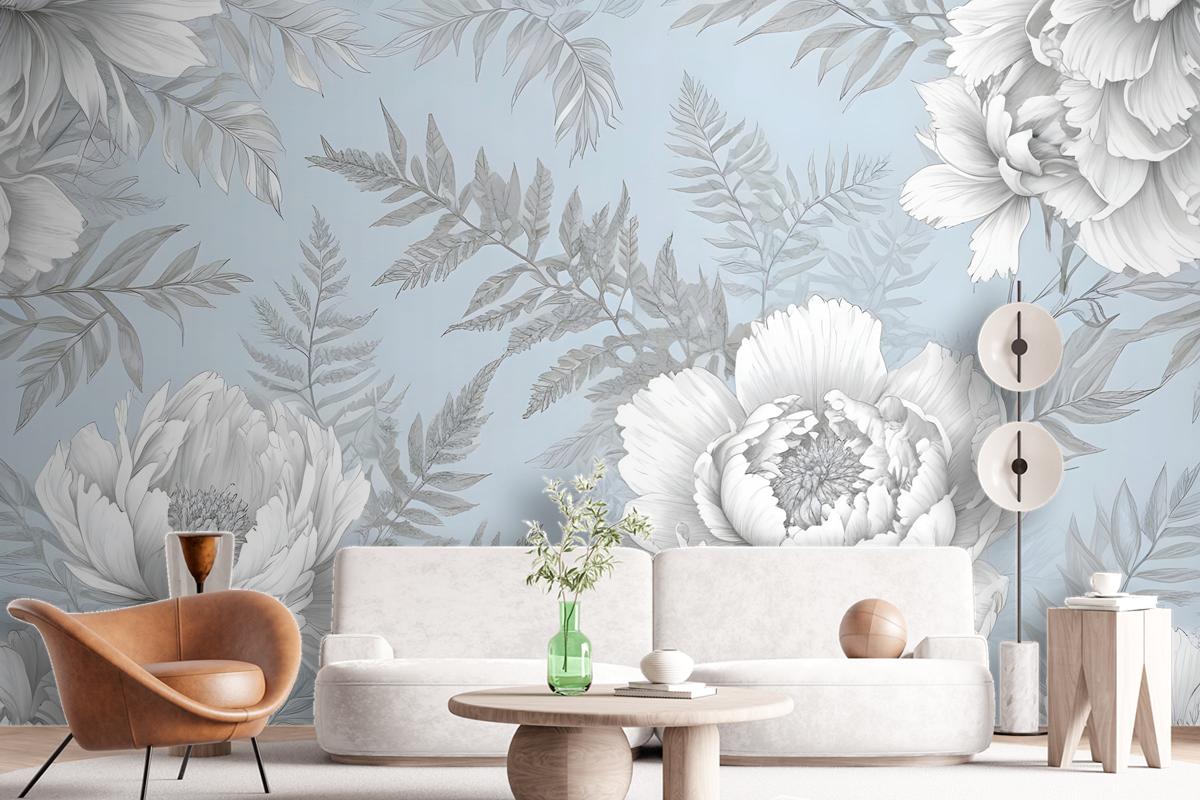 Drawing Floral Bouquet Art Wallpaper Mural