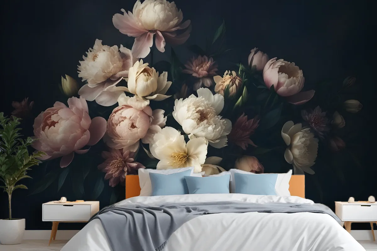 Dutch Dark Floral Wallpaper Mural