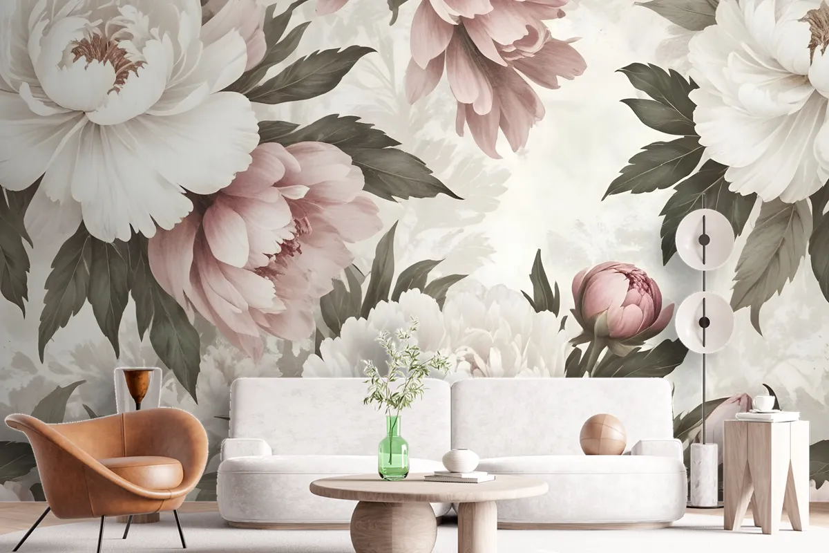 Dutch Pink Peony Floral Wallpaper Mural