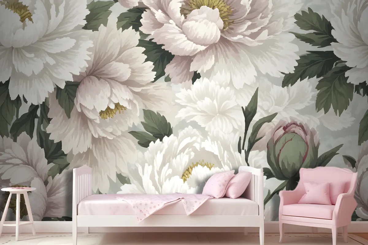 Dutch Pink Peony Floral Wallpaper Mural