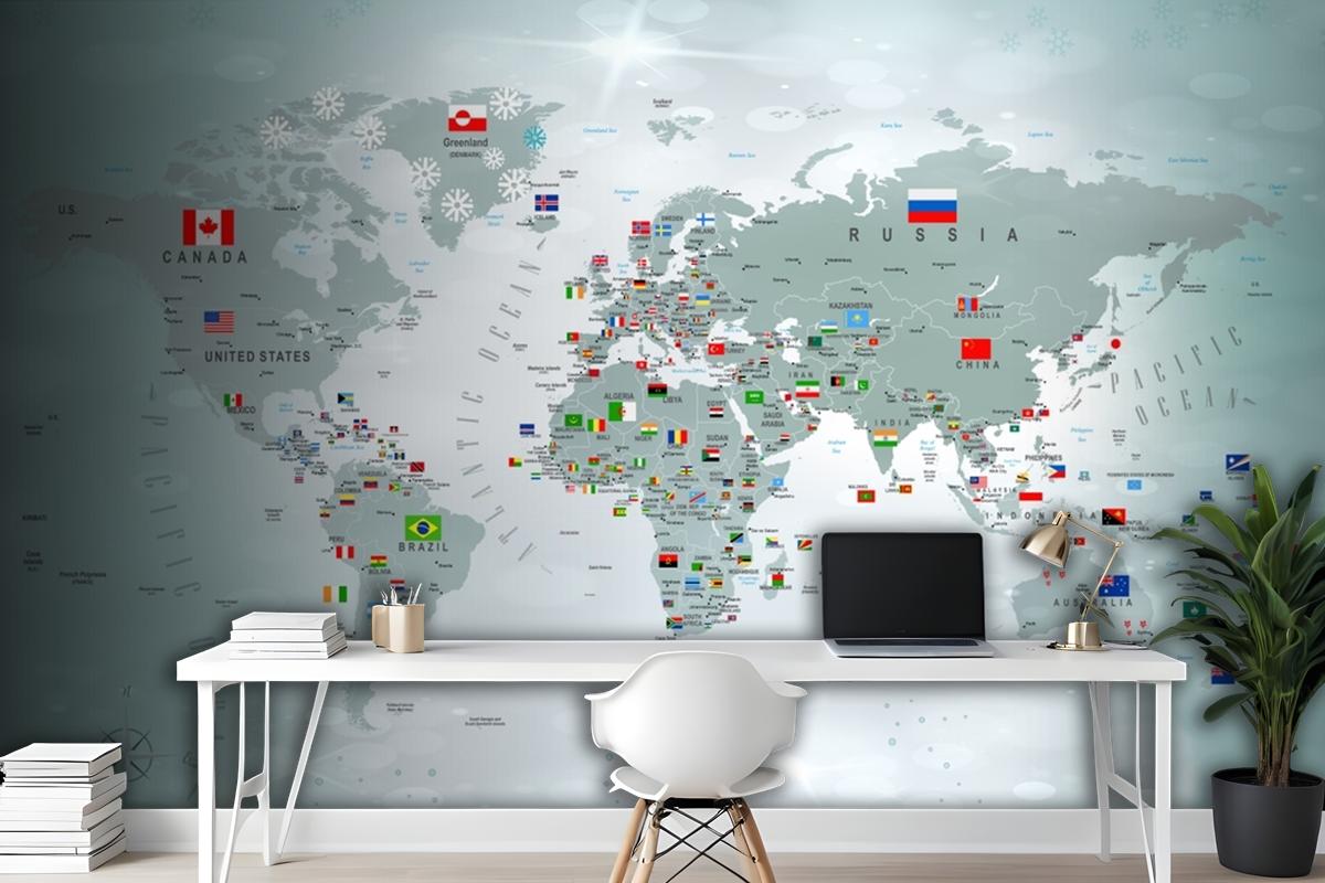 Educational World Map Wallpaper Mural