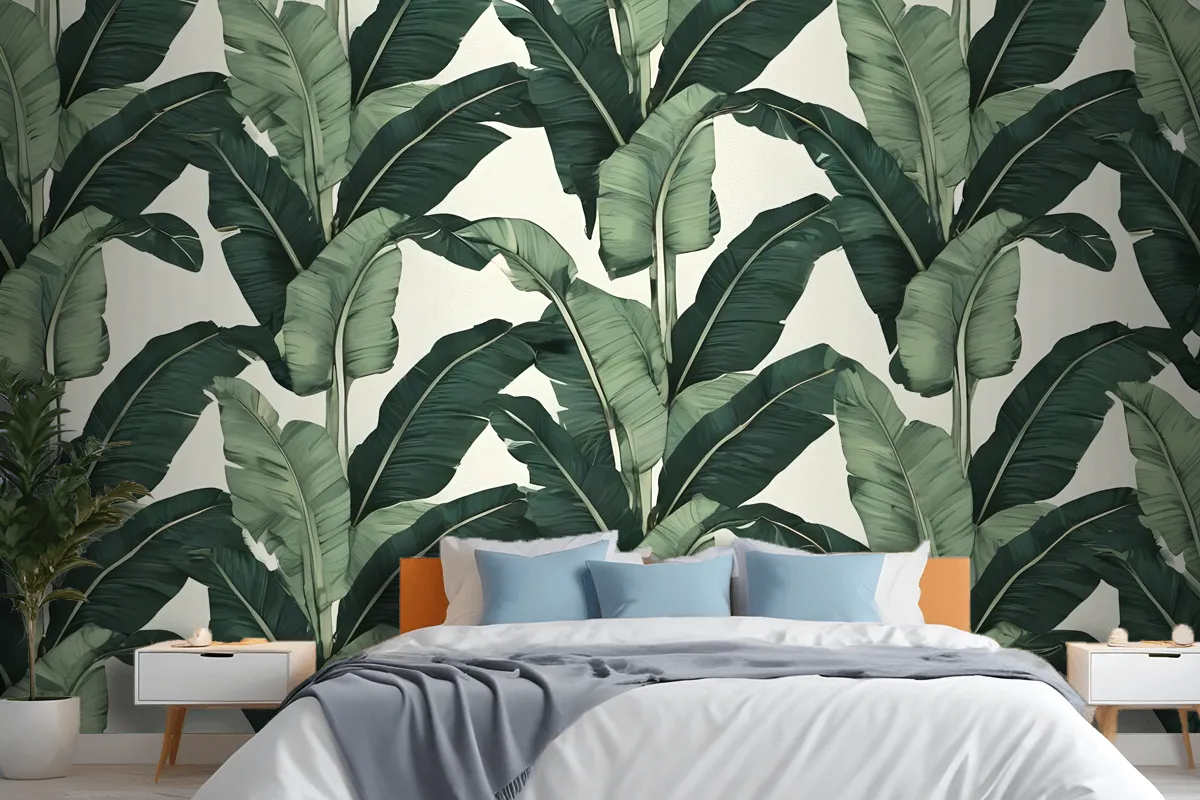 Exotic Banana Leaf Wallpaper Mural