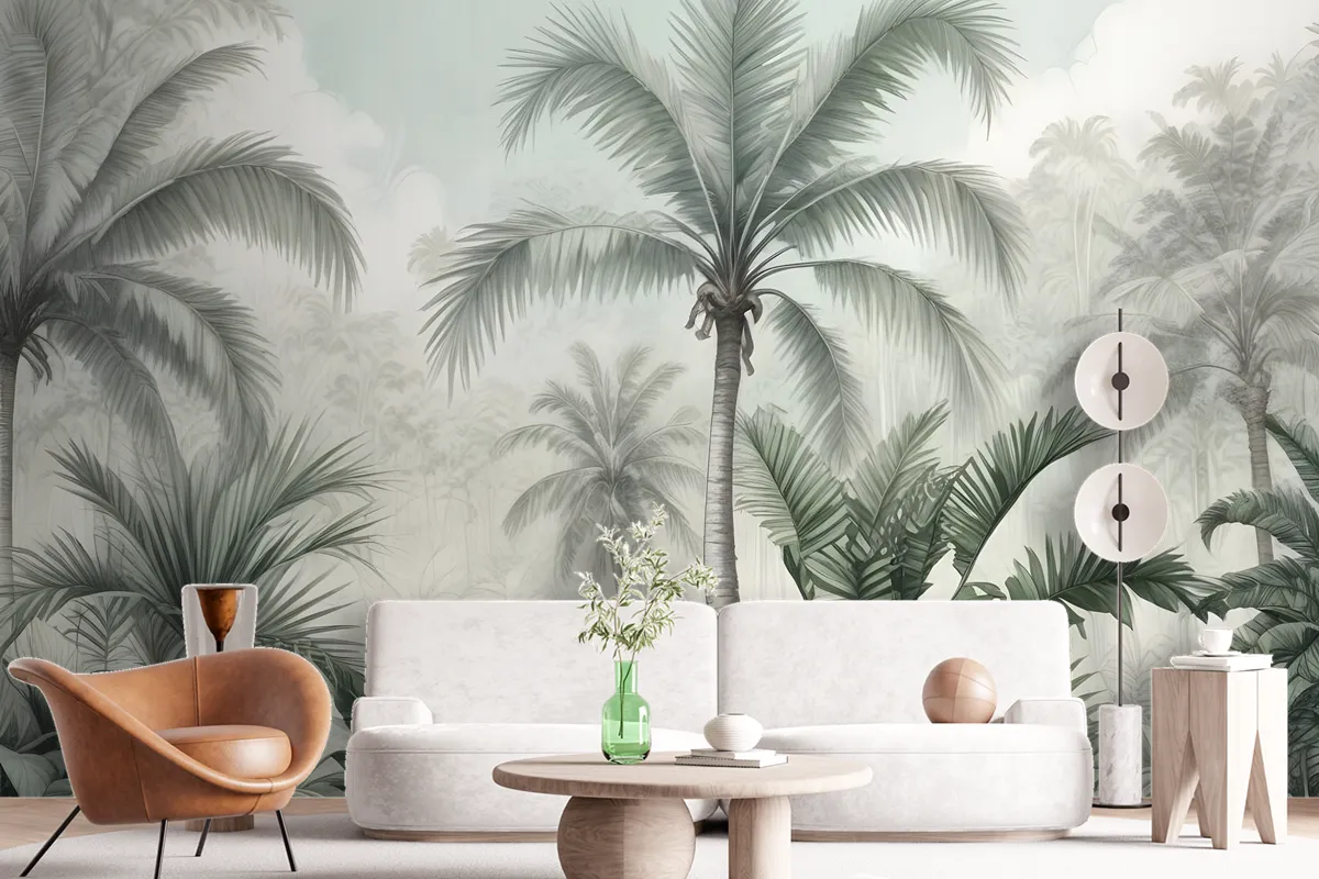 Exotic Palm Tree Landscape Wallpaper Mural