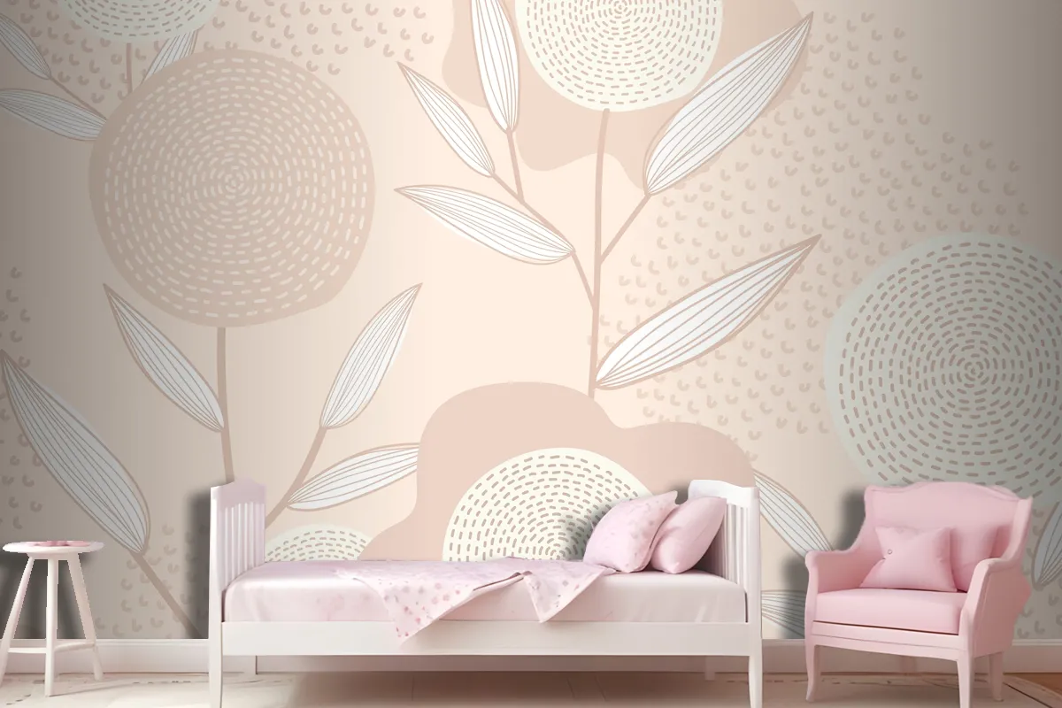 Feminine Floral Patterned Vector Background In Pink Wallpaper Mural