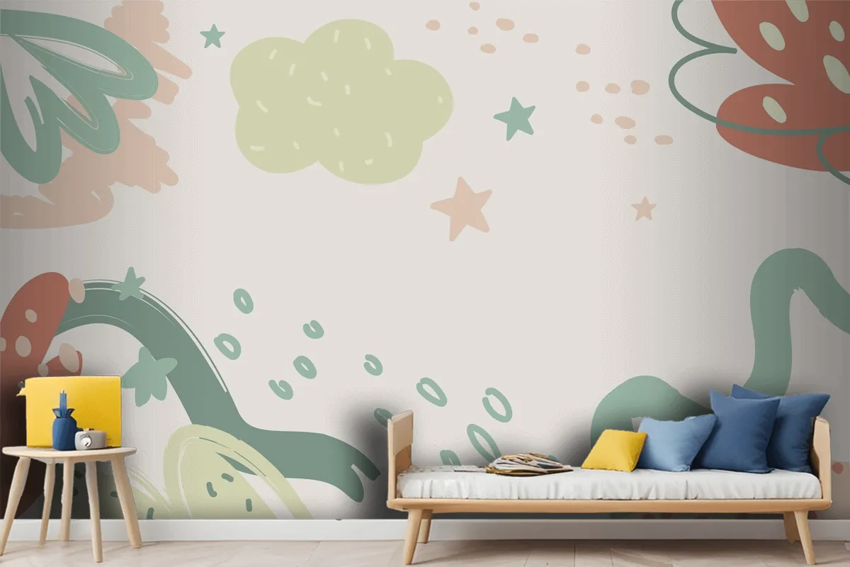 Flat Design Baby Shower Template Wallpaper Mural