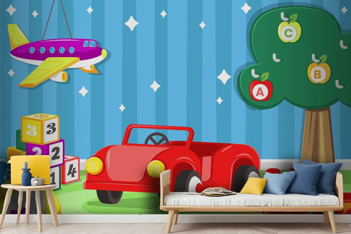 Flat Design Christmas Toys Boys Wallpaper Mural