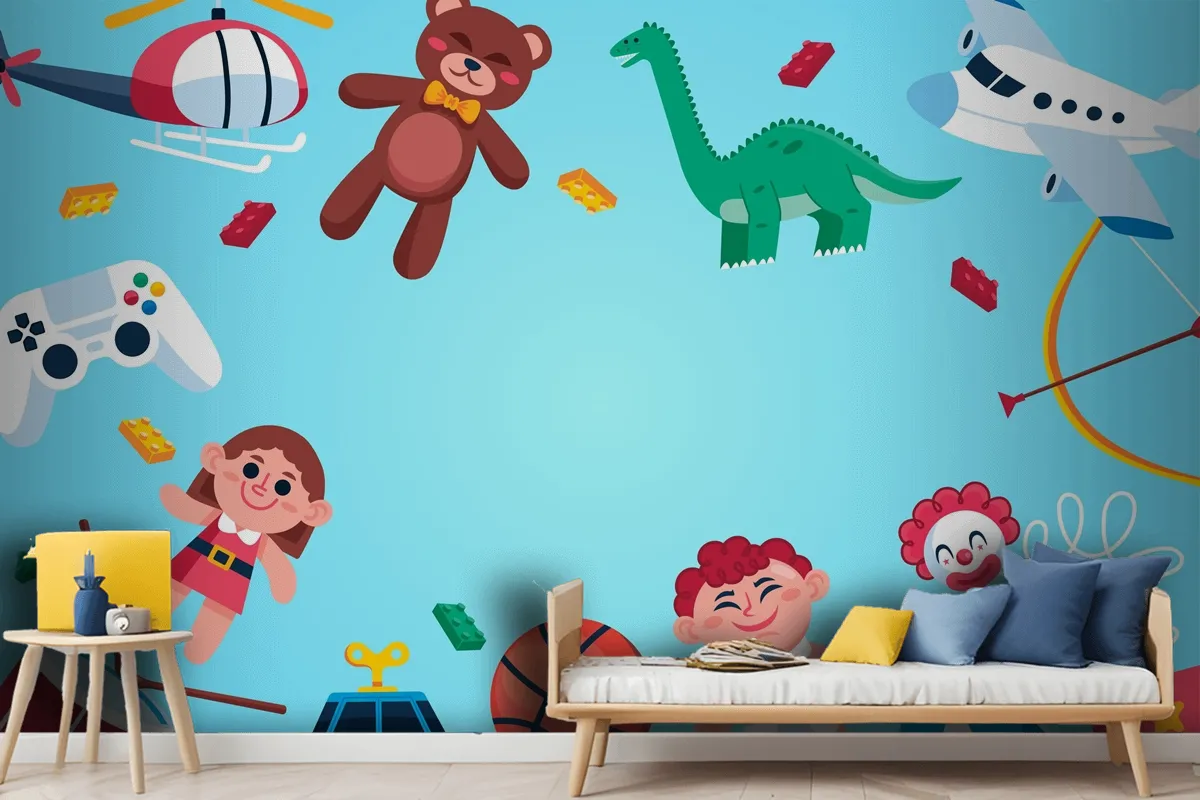 Flat Design Christmas Toys Wallpaper Mural