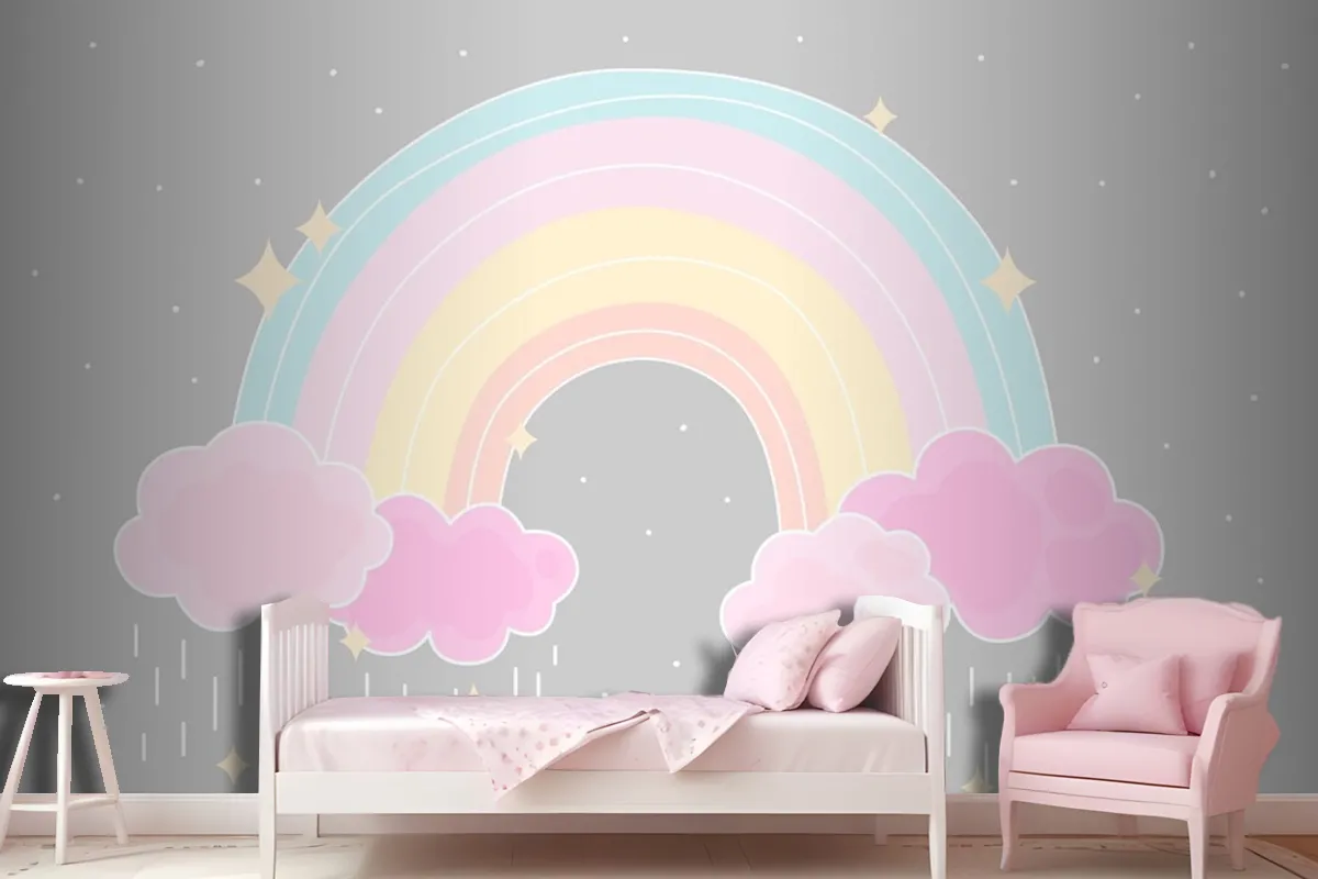 Flat Style Colorful Rainbow Wallpaper Mural