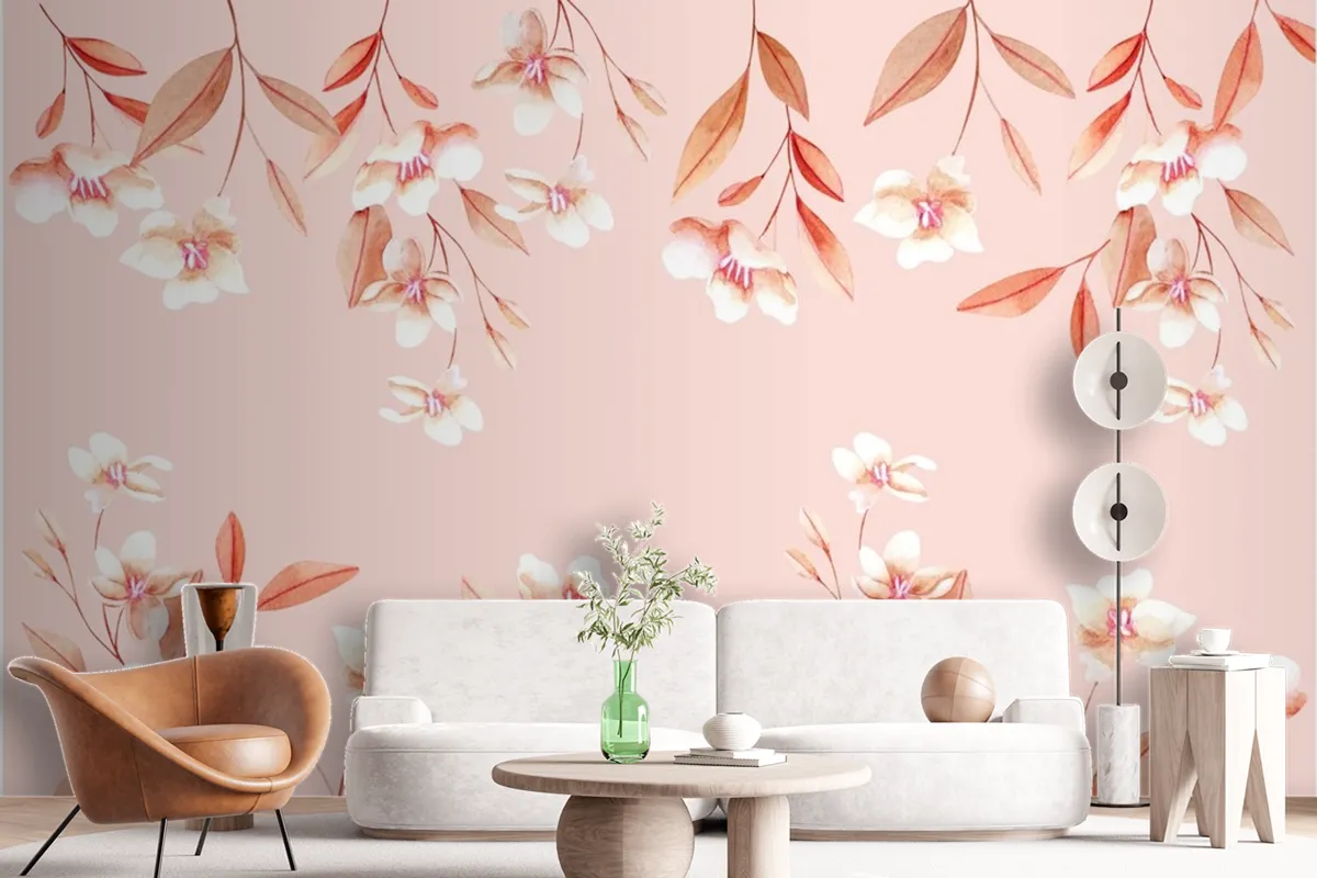 Floral Background With Soft Colors Wallpaper Mural