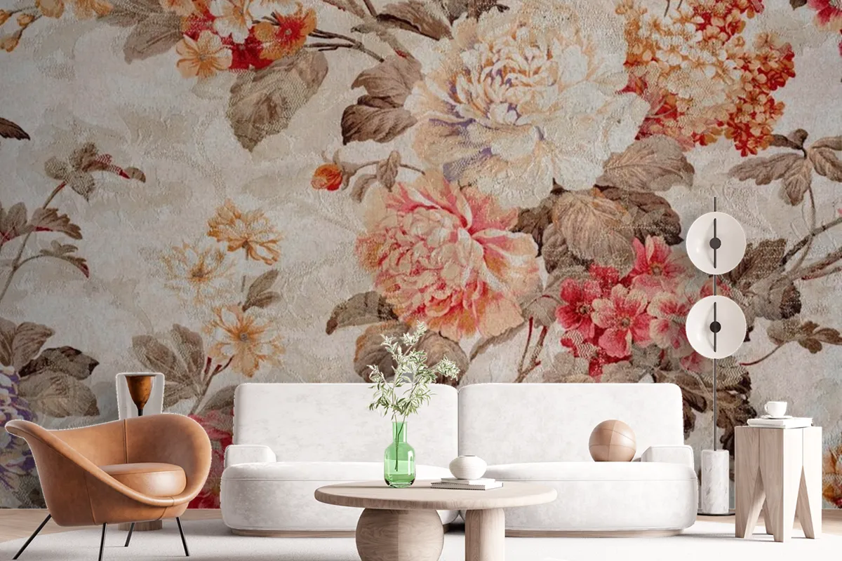 Floral Pattern Fabric Texture Wallpaper Mural