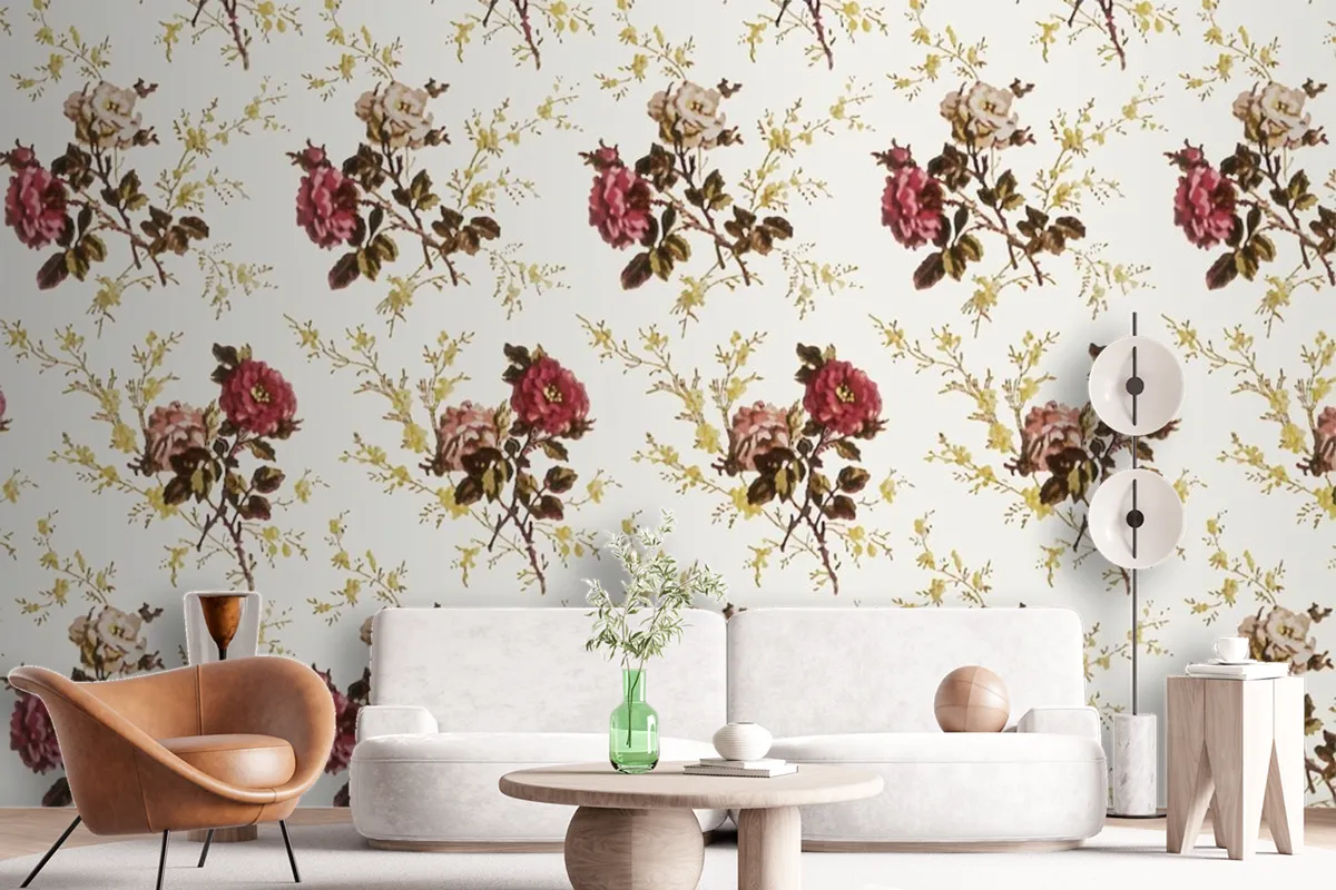 Floral Vintage Style Seamless Pattern Wallpaper Mural