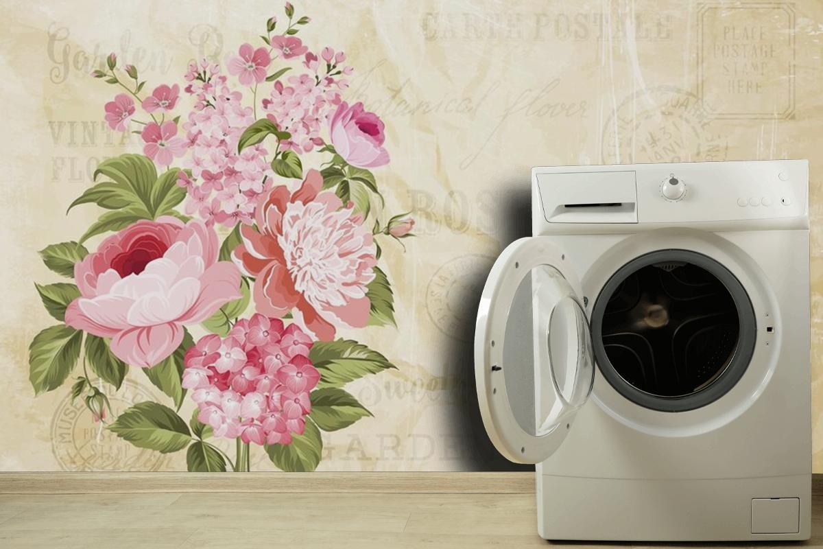 Flower Garland On Crumpled Paper Wallpaper Mural