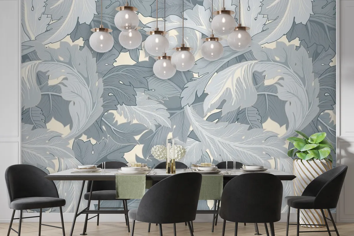 Flower Pattern Dining Room Wallpaper Mural