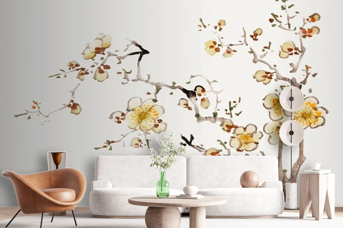 Flower Botanical Art Print Wallpaper Mural