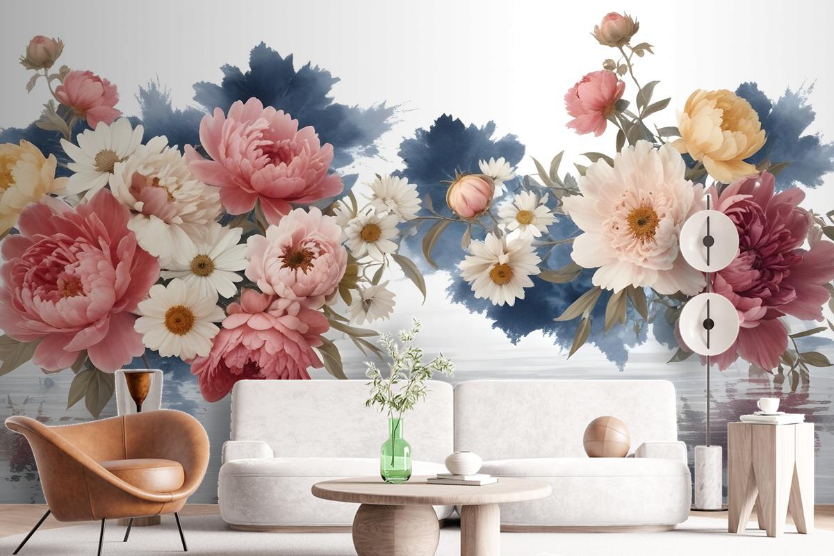 Flowers With World Wallpaper Mural